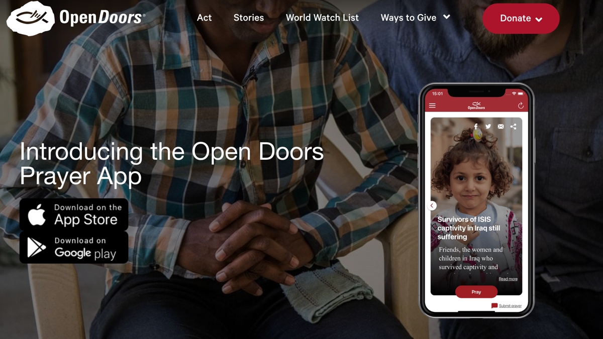 Open Doors создало мобильное приложение для молитвы за преследуемых за